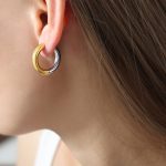 color: F1184-Steel-Gold Earrings -2.2