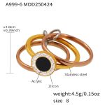 color: A999-6-Gold-Rose Mixed Color Zircon Three Layer Ring / size: US 8