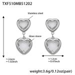 color: TXF510-White Faceted Stone Steel Color Earrings