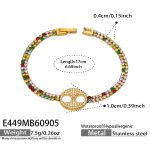 color: E449-Multicolor Zircon Pig Nose Link Gold Bracelet -17cm