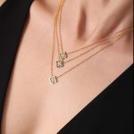 Lucky Four-Leaf Flower Stainless Steel Necklace Ear Stud Female Flower Luxury 18K Gold Multilayer Collarbone Necklace Suit