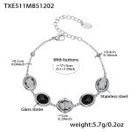 color: TXE511-Black Glass Stone Steel Color Bracelet 17+5cm