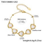color: TXE510-White Faceted Stone Gold Bracelet 16.5+5cm