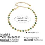 color: TXP618-B Style Green Zircon Gold Necklace -31+12cm