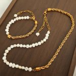 New Twist Pearl Stitching Necklace Bracelet Light Luxury All-Matching Graceful Women's Jewelry Set