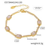 color: E573-Gold Long Cube Zircon Bracelet