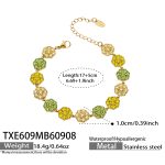 color: TXE609-Yellow Zircon Gold Bracelet -17+5cm