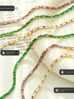 Premium Light Luxury Temperament Chain Crystal Clear Zircon Stainless Steel Ornament Necklace Bracelet Jewelry Set