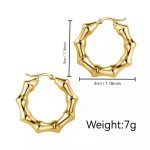 color: Small Bamboo Joint Hollow Earrings Gold -MS-120