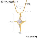 color: P2037-Gold Pendant Necklace 40+5cm