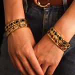 Square Zircon Glass Buckle Bracelet Luxury Elegant Jewelry Stainless Steel PVD Plating