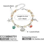 color: E131-Scallop Multi-pendant Steel Color Shell Bracelet -16+5cm