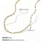 color: XL293WEG White Zircon Gold Necklace
