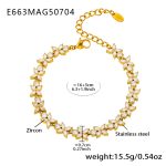color: E663-Gold 5A Zircon Drop Bracelet 16+5cm