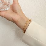 color: E229-Gold Twist Bracelet 15+5cm