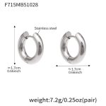 color: F715-Steel Color Earrings -Inner Diameter 10mm Outer Diameter 17mm