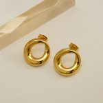 Cute Simple Stainless Steel Earrings French Electroplated Retro Ins All-Match Ear Clip Women