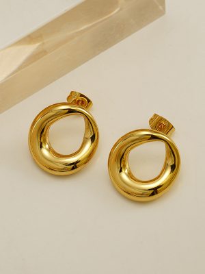 Cute Simple Stainless Steel Earrings French Electroplated Retro Ins All-Match Ear Clip Women