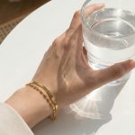 Cold Stainless Steel Blade Chain Stitching Bead Chain Double-Layer Bracelet PVD Gold Plated Non-Fading