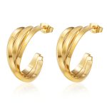 color: 1 Cross Over Three-splice Wire Earrings Gold