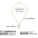 color: P1734-White Zircon Heart Cross Gold Necklace -50+5cm