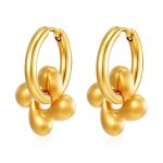 color: 2.5*12 Plain Ring Rotating Four-petal Flower Gold Ear Cuff