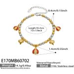 color: E170-Ladybug Multi-pendant Two-tone Gold Color Bracelet -18+5cm
