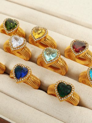 New Love Ring Temperament and Exaggerated Color Ring Advanced Light Luxury All-Match Jewelry Women