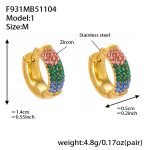 color: F931-1 Colorful Zircon Earrings -Medium