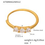 color: A750-Gold 5A Zircon Ring / size: US 7