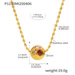 color: P1110-Red Rhinestone Seed Beads Necklace 45+5cm