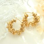 New Geometric Ring Buckle Unique Design Copper Earrings Grid U Shape Earrings