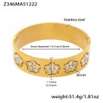color: Z346-White Rhinestone Gold Bangle