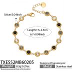 color: TXE552-Gold Full Pave Black Zircon Bracelet
