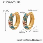 color: F1156-Blue Enamel Flower Earrings