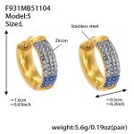 color: F931-5 Blue Color Zircon Earrings -Large