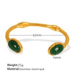 color: SZ172 Green Cat's Eye Stone Gold Bangle
