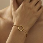 Minimalist Ring Stitching round Beads Chain Bracelet Design Simple Temperamental Bracelet 18K Gold Plating