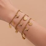 New Stainless Steel Insect Sunflower Multi-Pendant Necklace Anklet Bracelet Lazy Holiday Ornament
