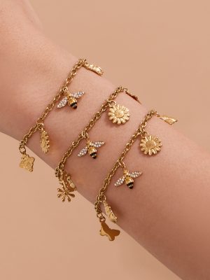 New Stainless Steel Insect Sunflower Multi-Pendant Necklace Anklet Bracelet Lazy Holiday Ornament
