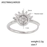 color: A927-Steel Color Sun Zircon Ring / size: US 7