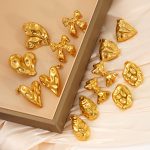 Stainless Steel High-Grade Bow Love Light Luxury Hammered Stud Earrings Female 18K Gold Plating Earrings