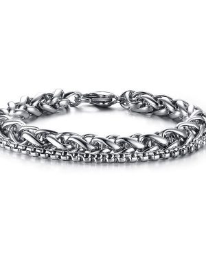 Stainless Steel Combination Bracelet Men's Fashion Design Cold Men's Single Simple All-Match Bracelet Couple Ornament