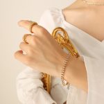 color: E314-Champagne Color Zircon Bracelet -17cm