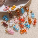 INS Oil Dripping Monkey Rabbit Dog Pendant DIY Matching Pendant Accessories Copper Plating 18K Gold Female