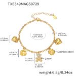 color: TXE349-Gold Bear Zircon Bracelet 16+5cm