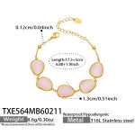 color: TXE564-Gold Pink Cat's Eye Stone Bracelet