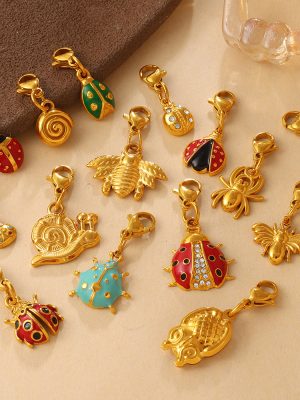 Retro Enamel Ladybug Butterfly Insect Series Lobster Buckle Pendant Non-Fading DIY Accessories