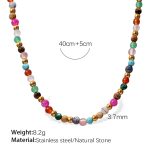 color: XL398CRG Natural Colorful Stone Gold Necklace