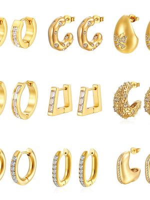 Rhinestone Stainless Steel Earrings Women's Versatile Inlaid Zircon Earrings Light Luxury Earrings